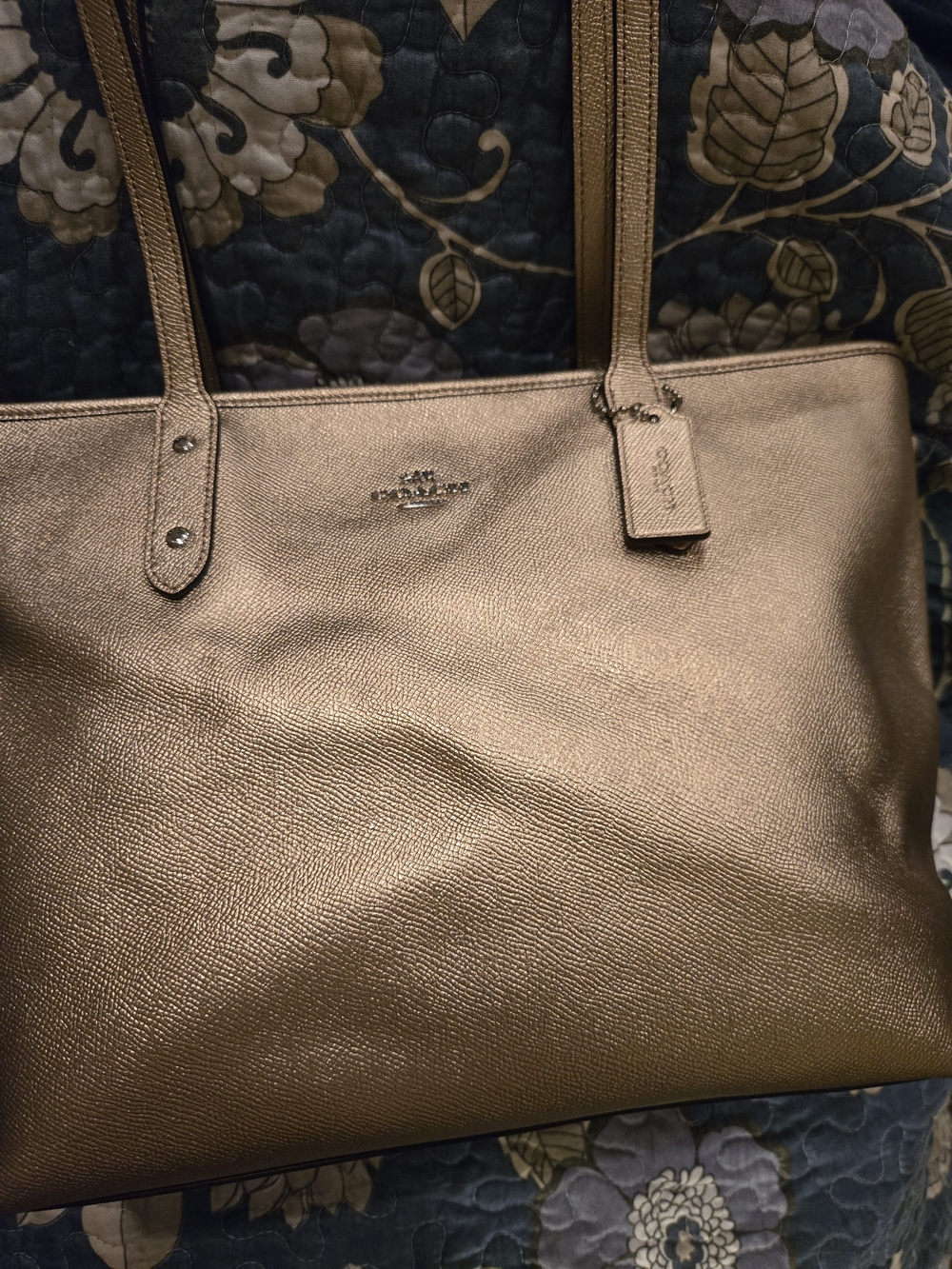 Coach Metallic Bronze Leather Tote Bag.  EUC!